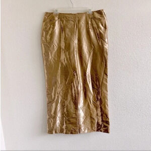 Samantha Pleet High Rise Gold Metallic Pants NWT